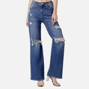 Risen 28×31 High Rise Wide Stretch Distressed Jean 7/28